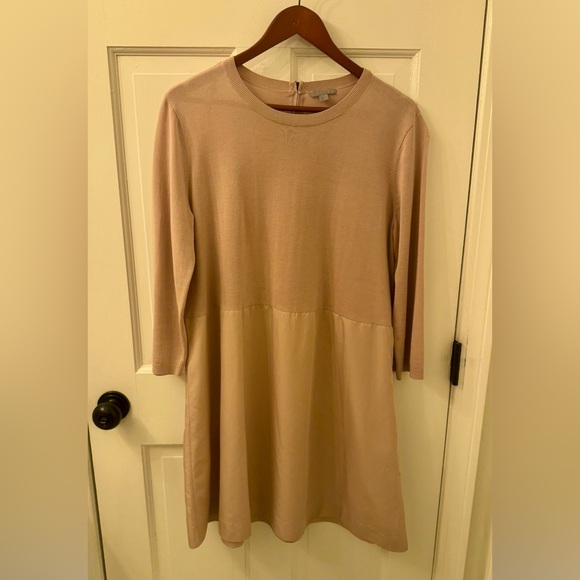 COS Mixed Media Contrast Light Knit Short Casual Dress, sz L - Picture 2 of 13
